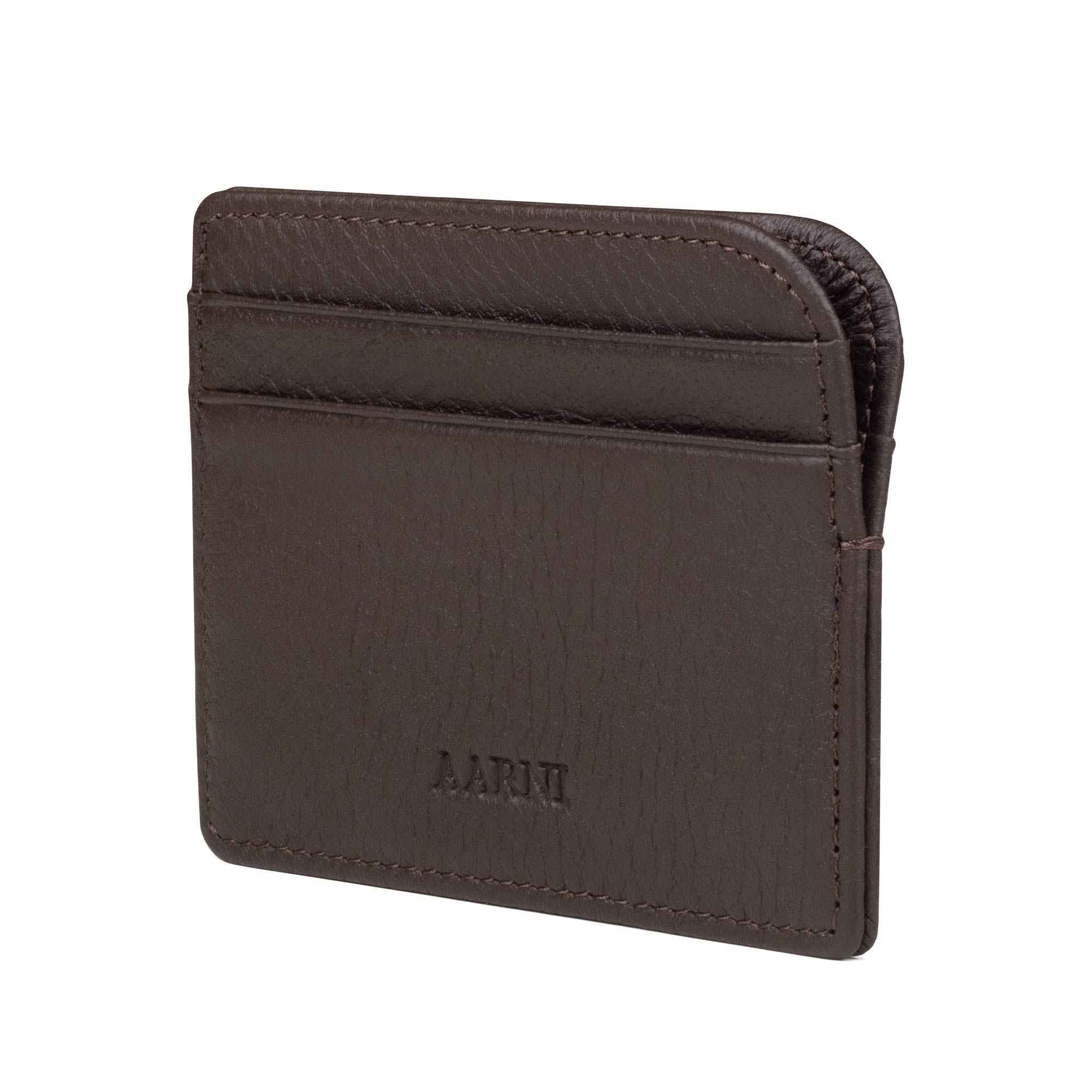 Elk Leather Card Holder (Dark Brown)