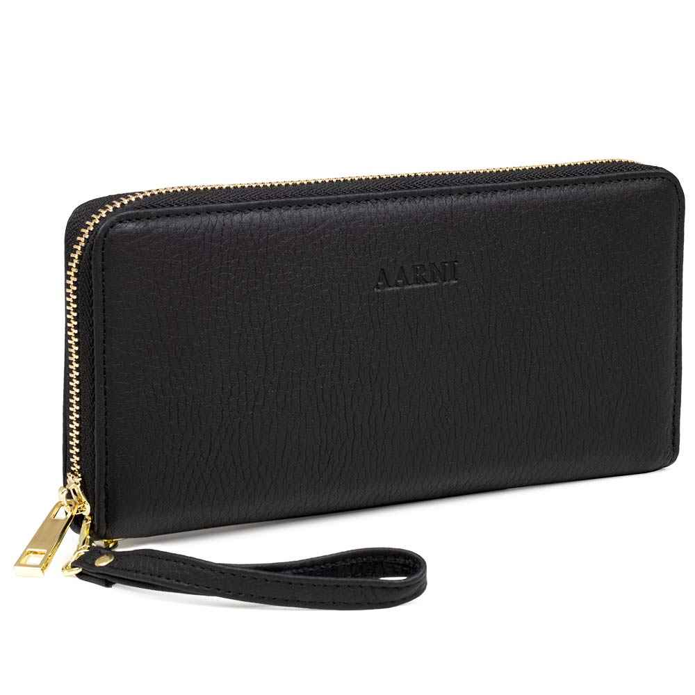 Elk Leather Clutch Wallet (Black)