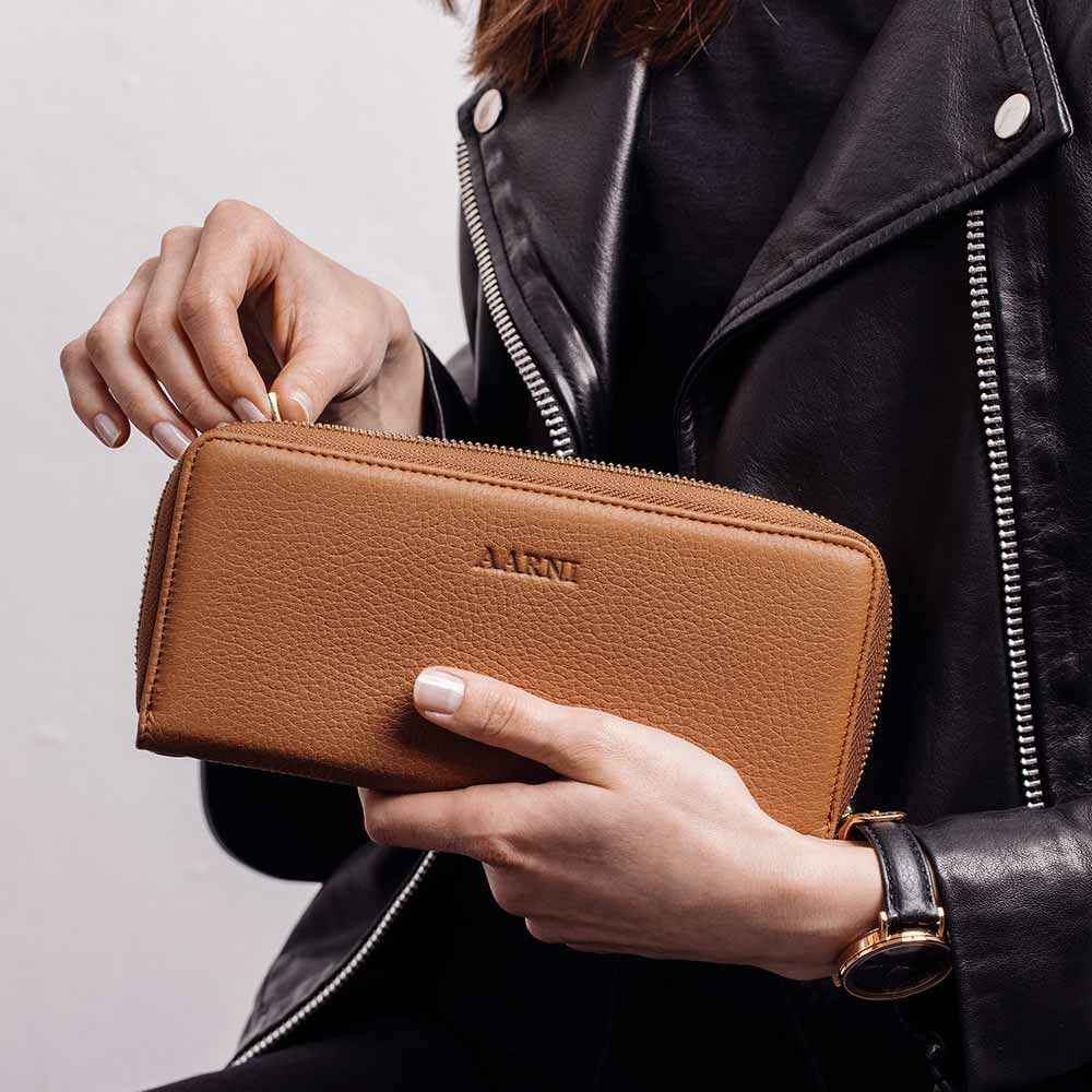 Elk Leather Clutch Wallet (Cognac)