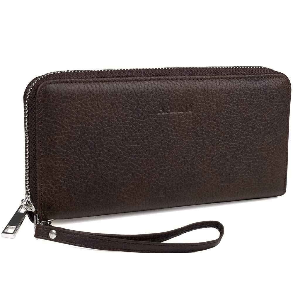Elk Leather Clutch Wallet (Dark Brown)