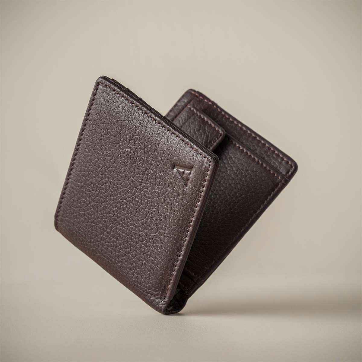 Elk Leather Wallet with Coin Pocket (Dark Brown)