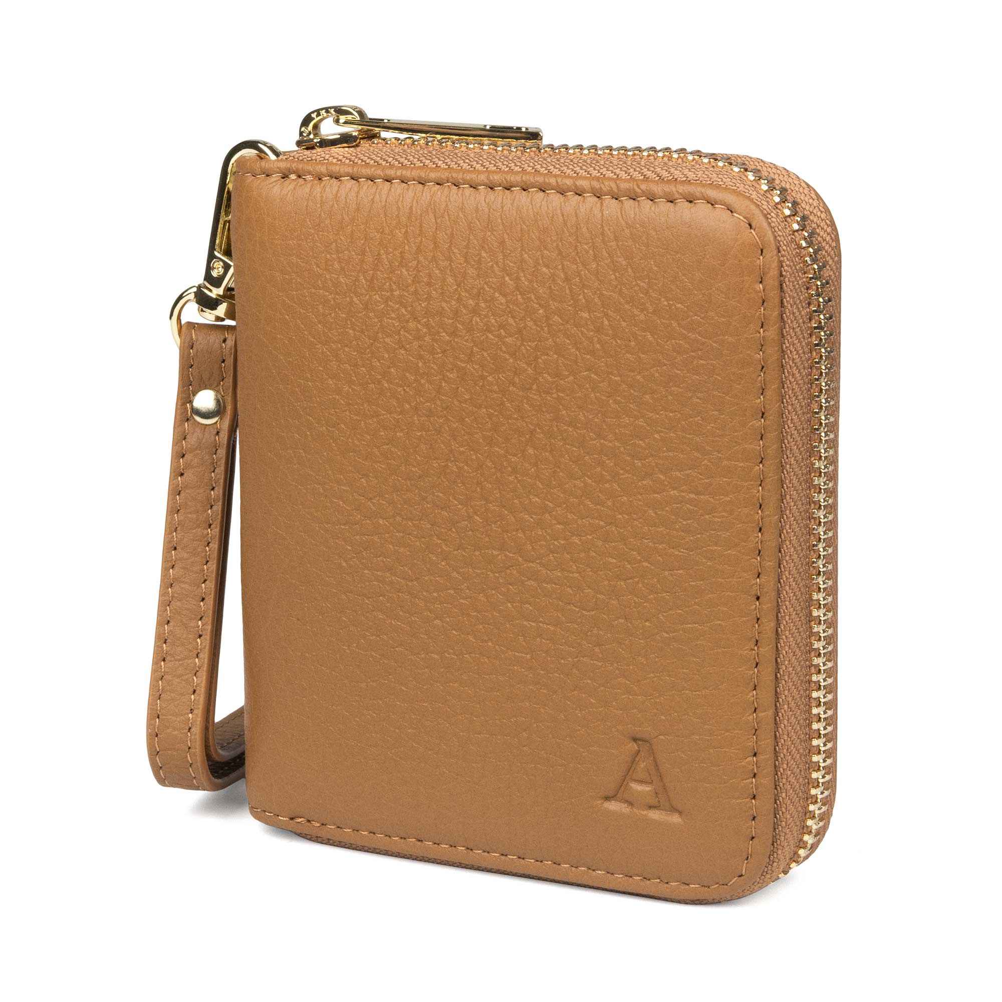 Elk Leather Mini Clutch Wallet (Cognac)