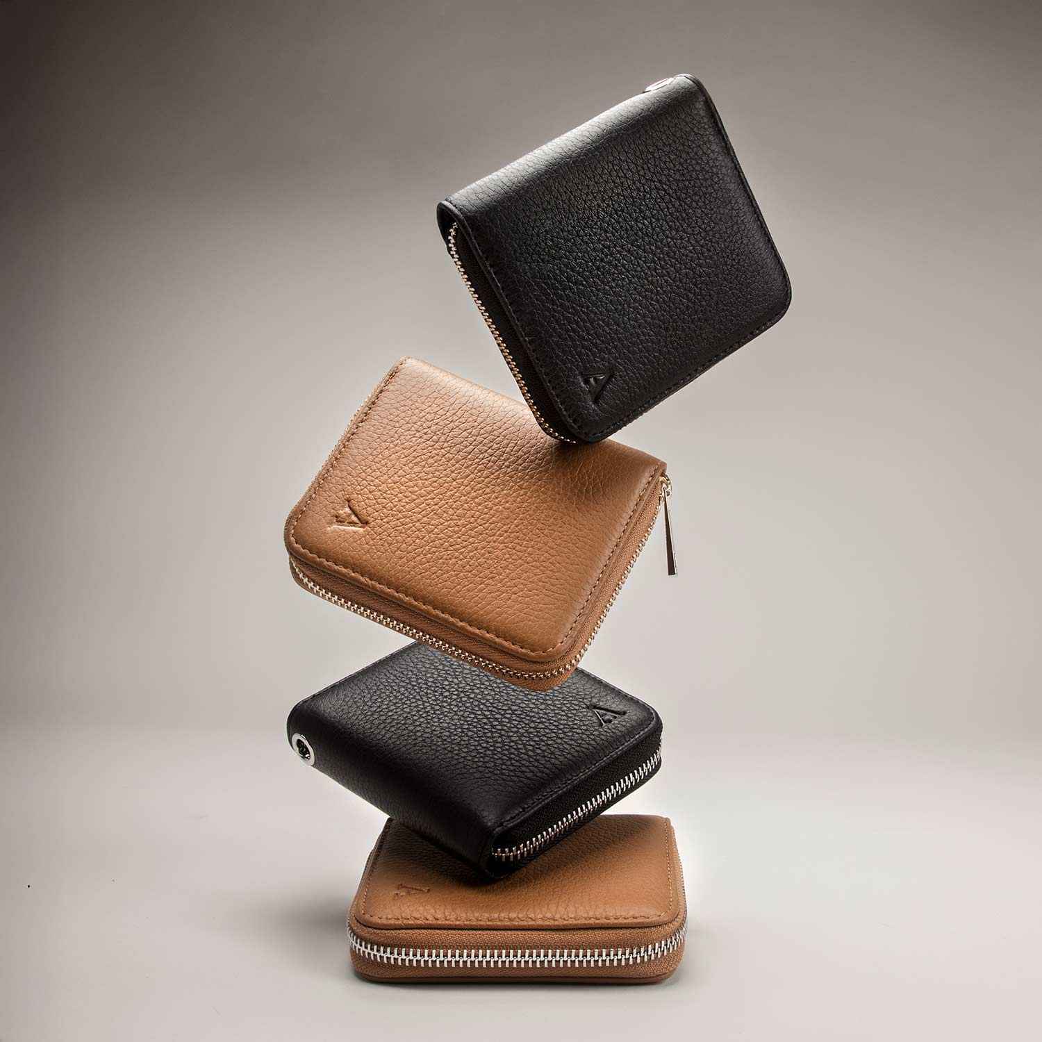 Elk Leather Mini Clutch Wallet (Cognac)