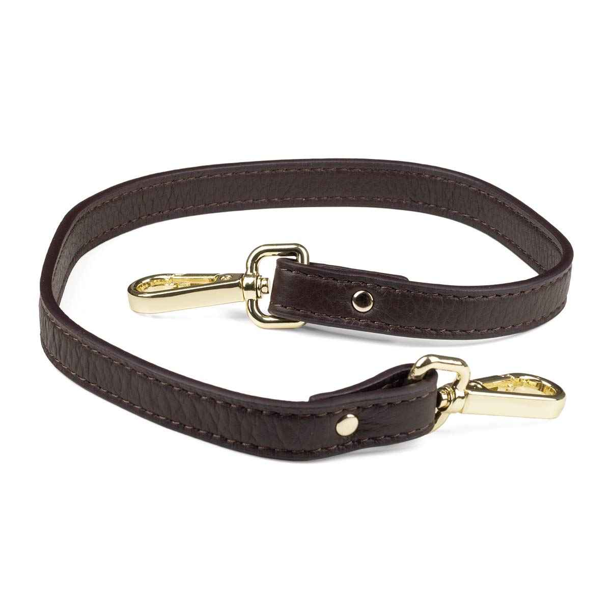 Elk Leather Short Shoulder Strap (Dark Brown)
