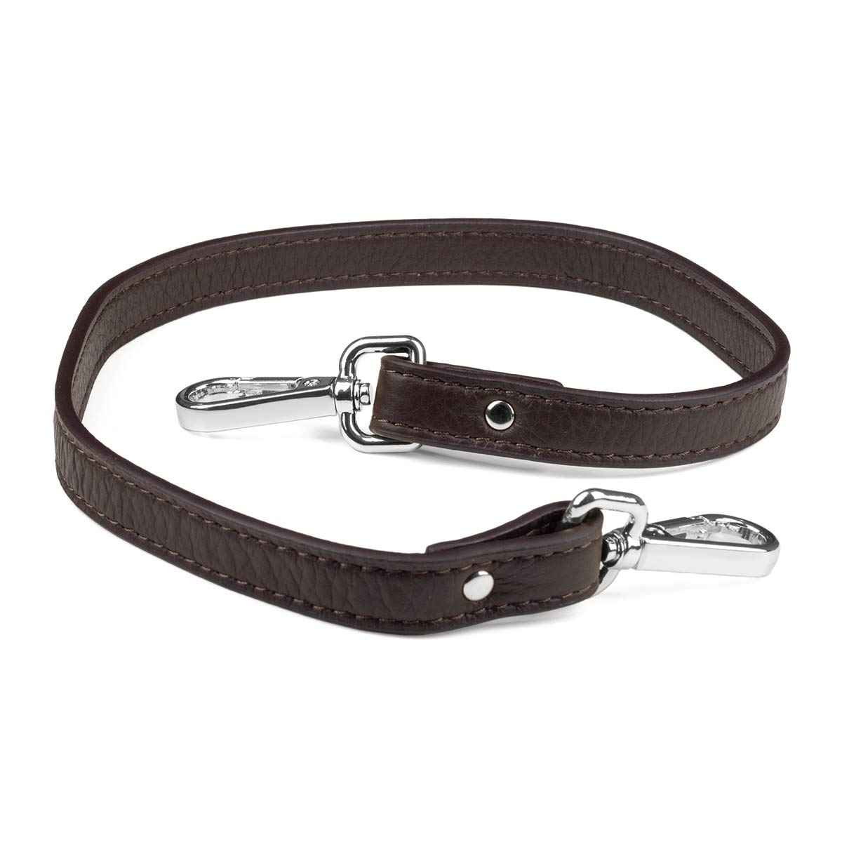 Elk Leather Short Shoulder Strap (Dark Brown)