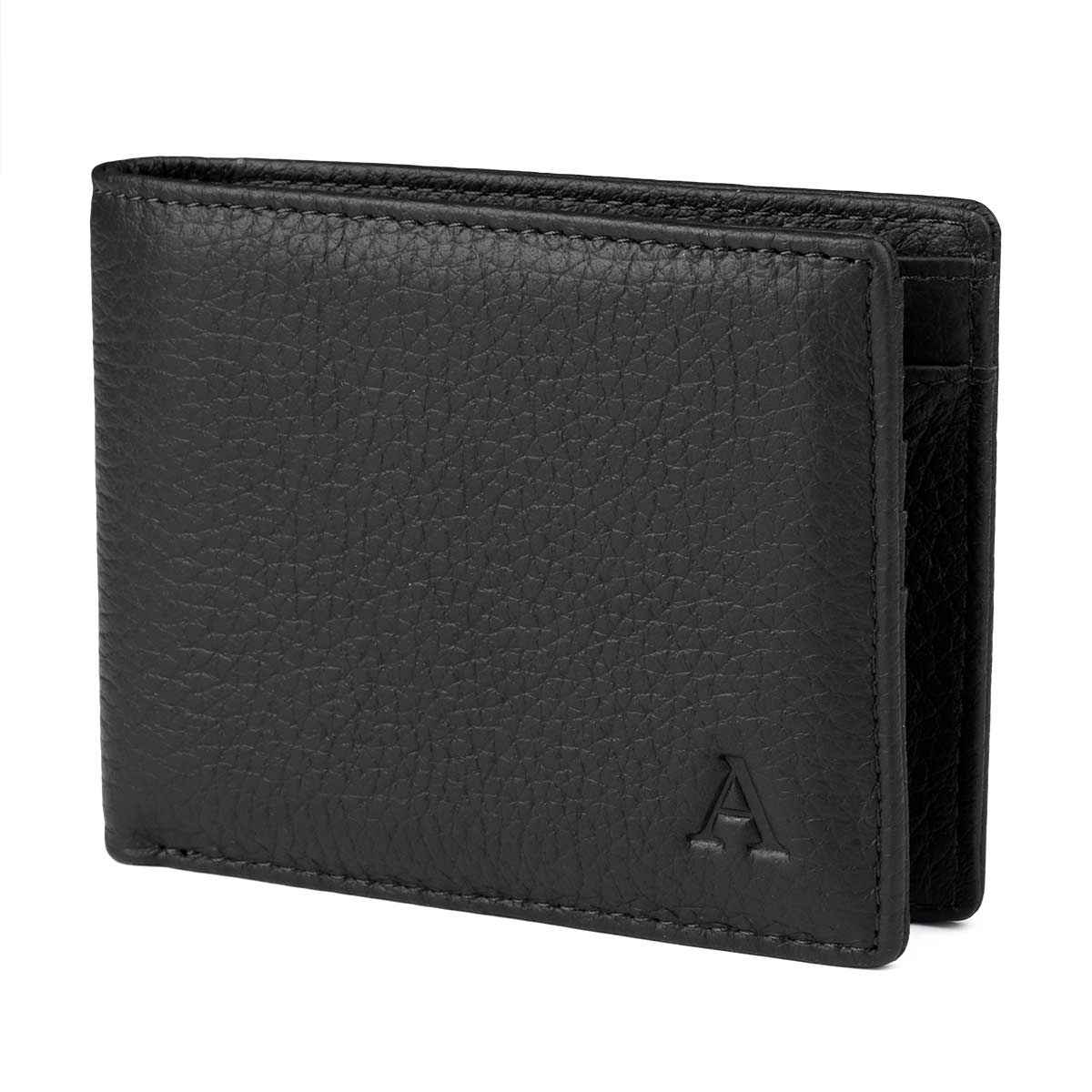 Elk Leather Wallet with Coin Pocket (Black)