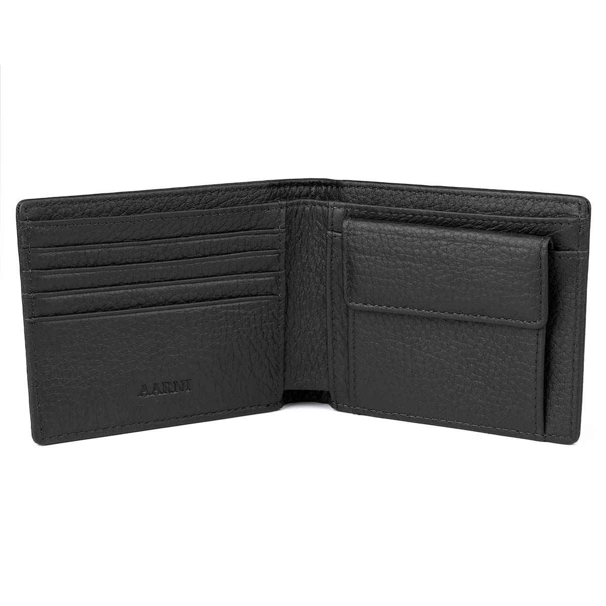 Elk Leather Wallet with Coin Pocket (Black)