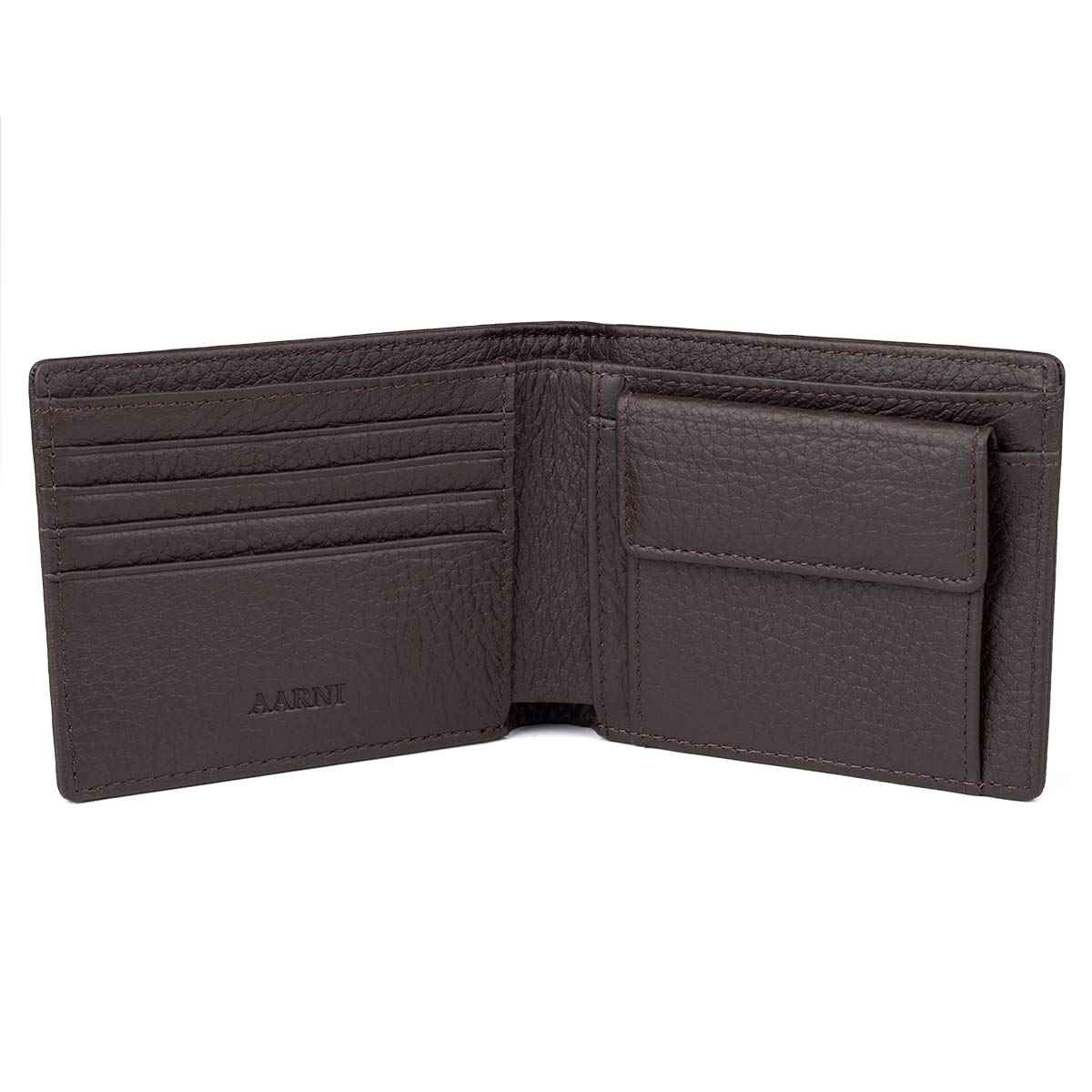 Elk Leather Wallet with Coin Pocket (Dark Brown)