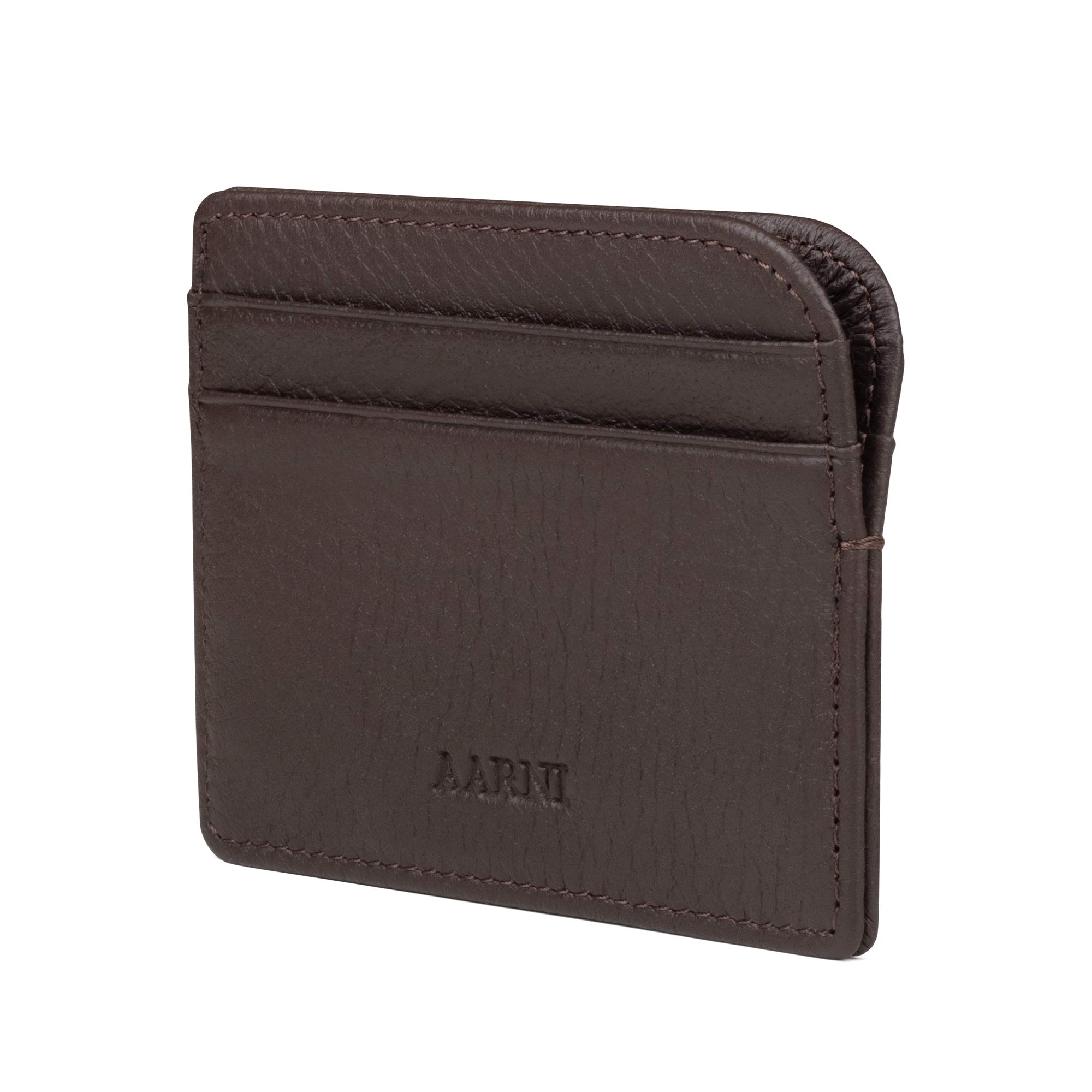 Elk Leather Card Holder (Dark Brown)