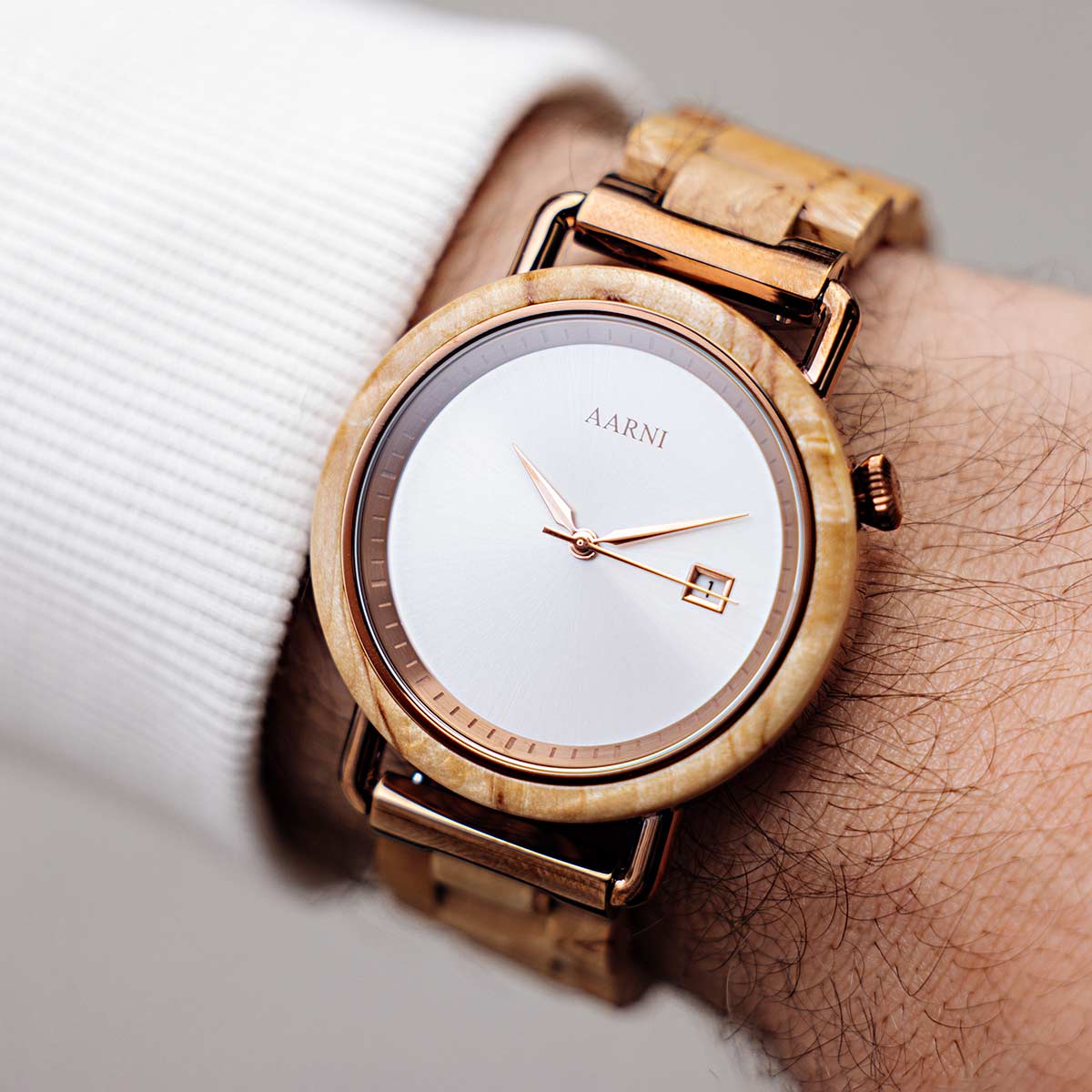 Aarni Atlas - Curly Birch Automatic Watch - Visakoivusta valmistettu kello automaattikoneistolla