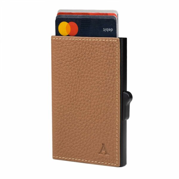 aluminium card holder cognac 2